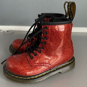 Red Glitter Toddler Dr Martens